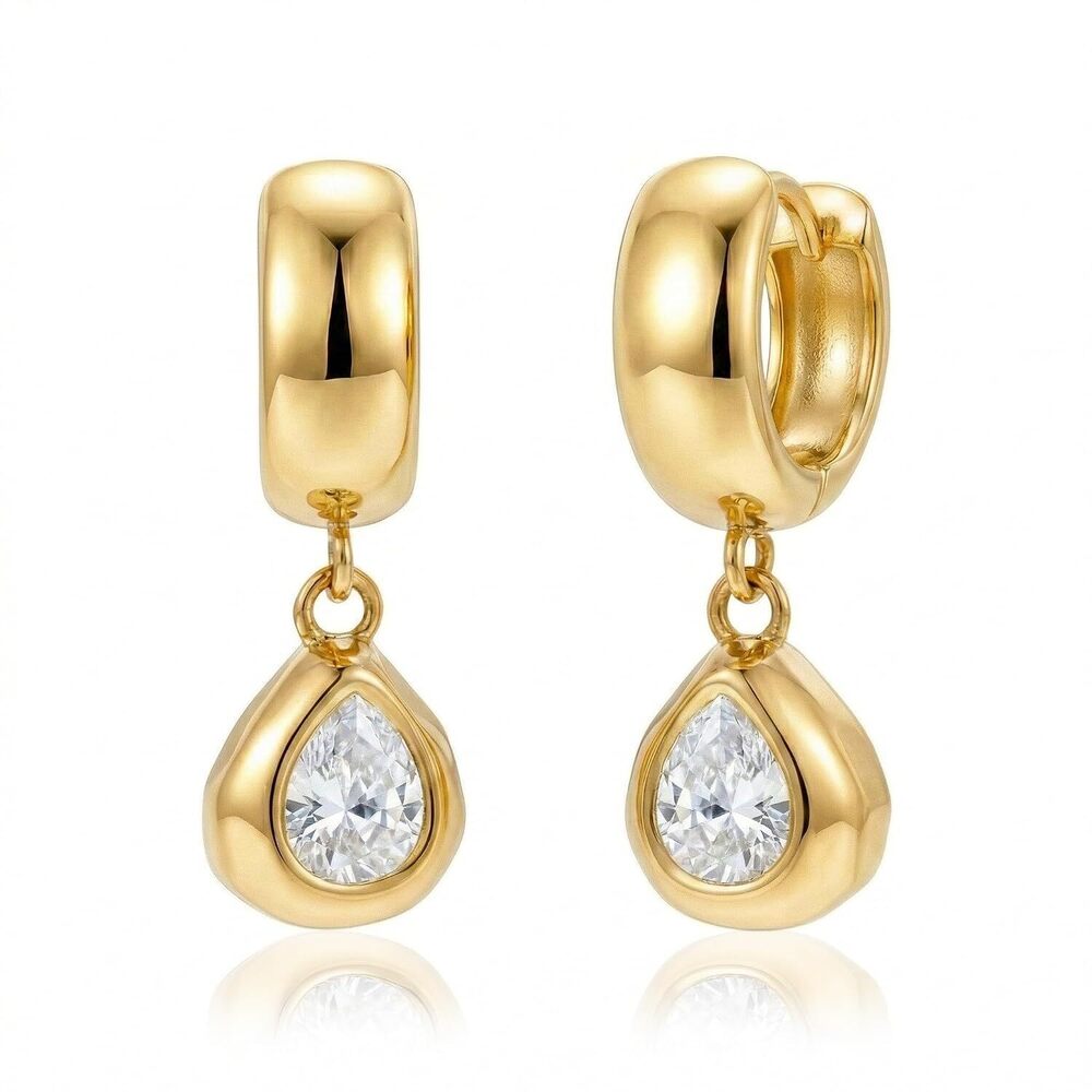 Trendy Gold Teardrop Dangle Earrings for Women 14K Gold Plated Chunky Drop